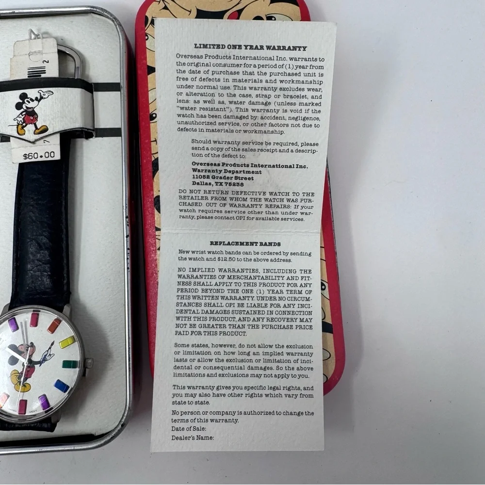 vintage Disney Mickey Mouse painter rainbow marker watch new old stock